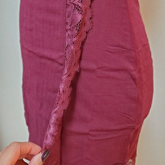 NWT FREE PEOPLE Premonitions Bodycon One-Shoulder Mini Lace Burgundy Dress S - Picture 12 of 15
